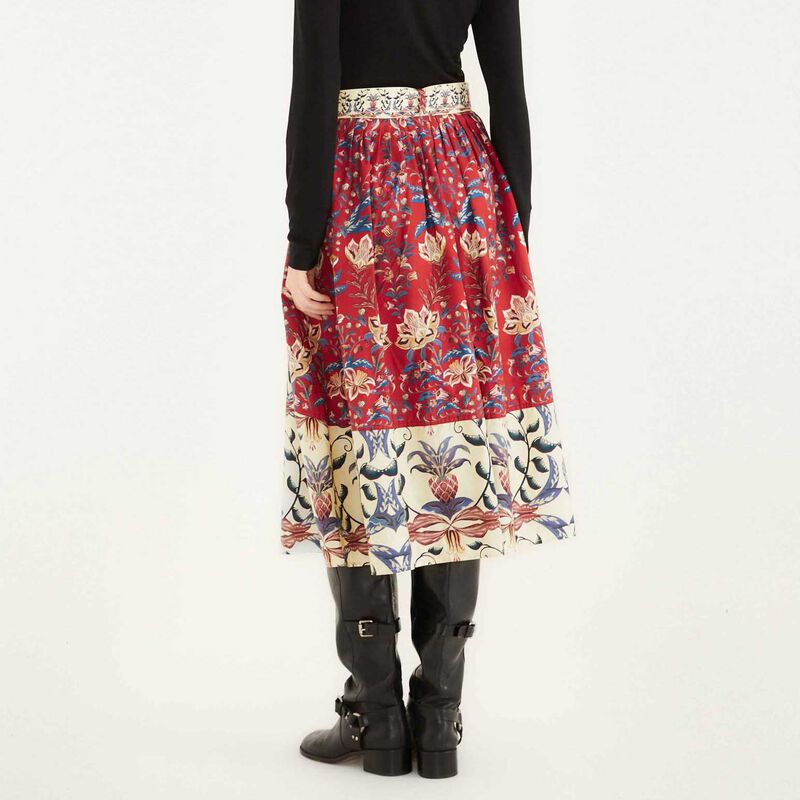 FARM Rio Winter Breeze Red Buttons Midi Skirt image number 1